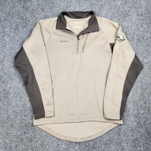 Simms Quarter‎ Zip Pullover Mens Small Tan Gray Fishing Fleece Noseeum Alaska